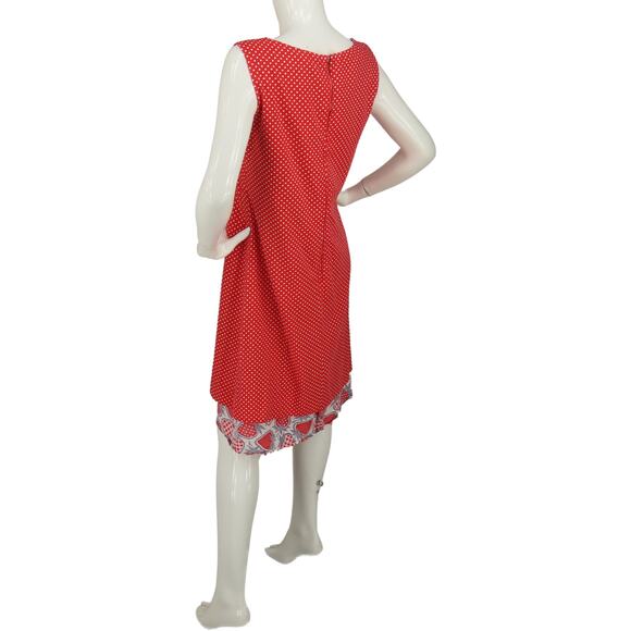 70s Vintage Reversible Polka Dot Strawberry All Over Print Dress S SMALL - Picture 13 of 16